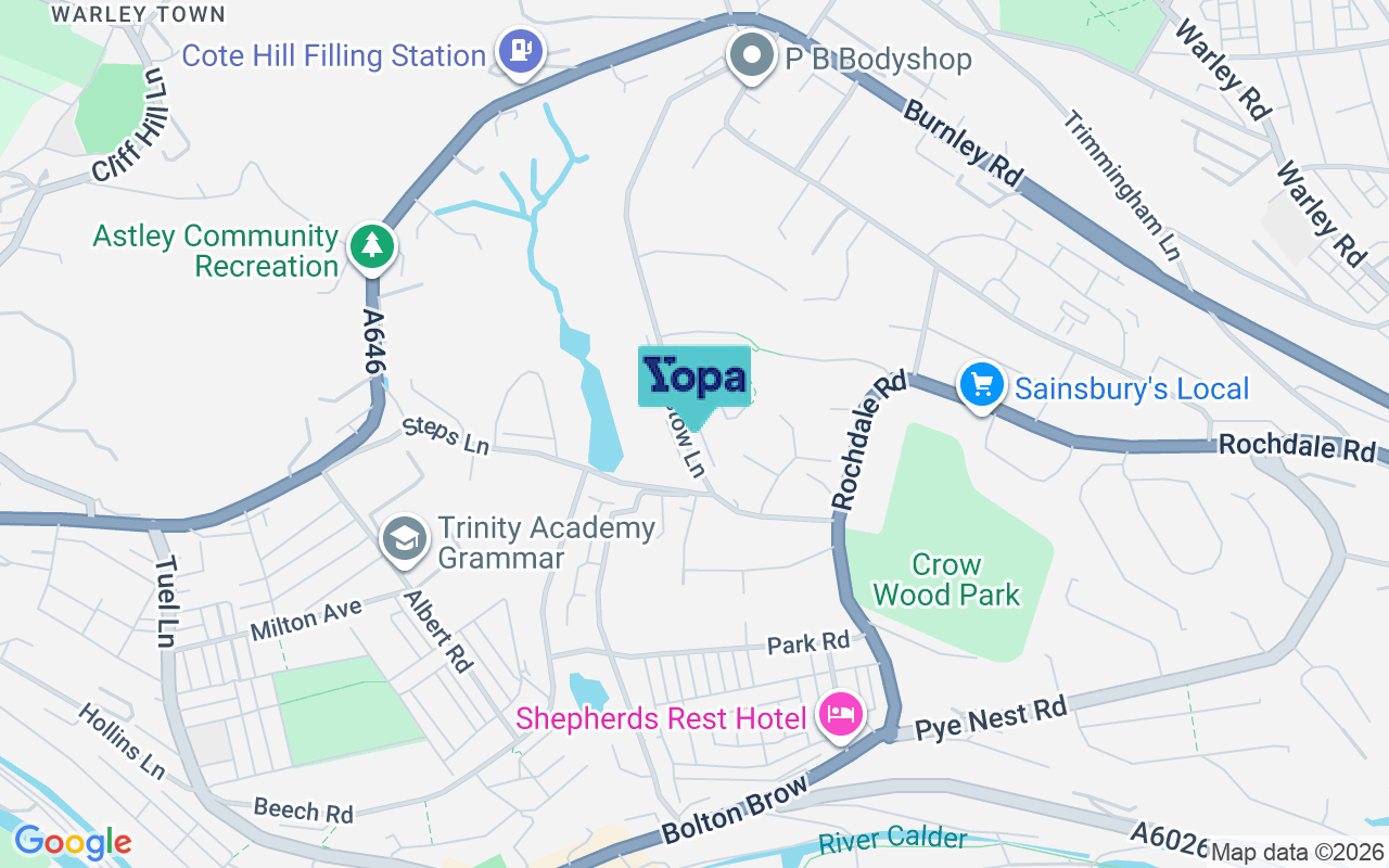 Map showing the location of HX6 2SU
