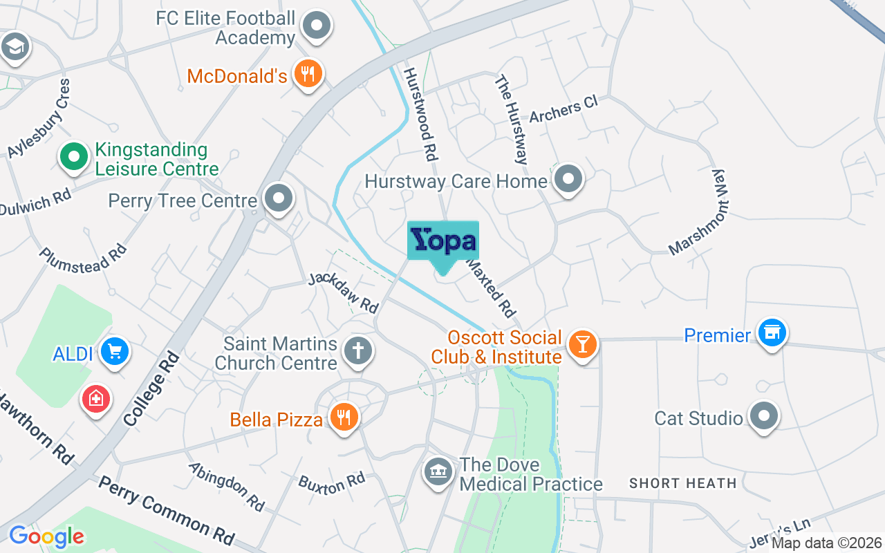 Map showing the location of B23 5DN