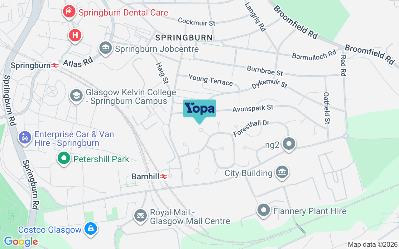 Map showing the location of G21 4EG
