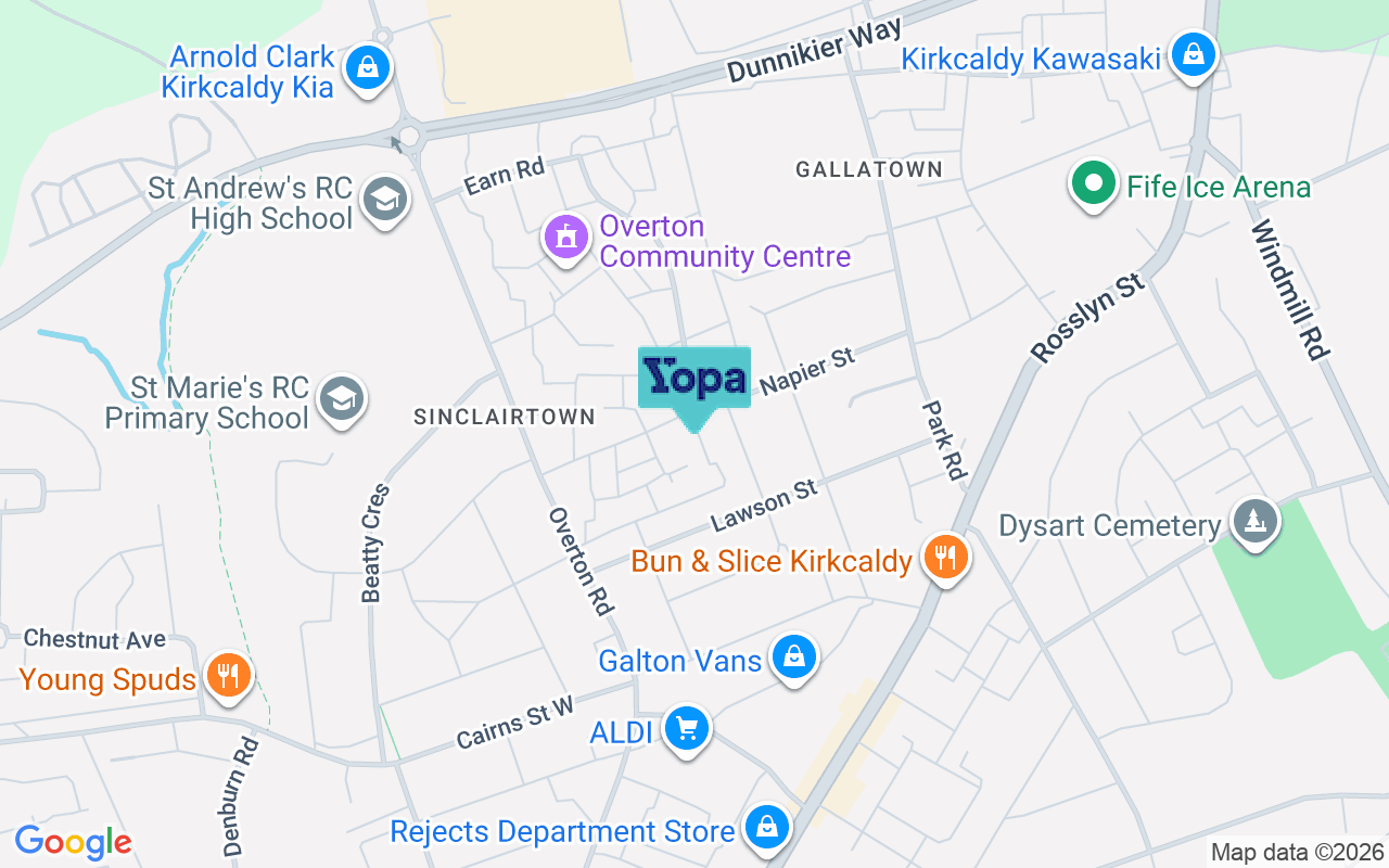 Map showing the location of KY1 3JX