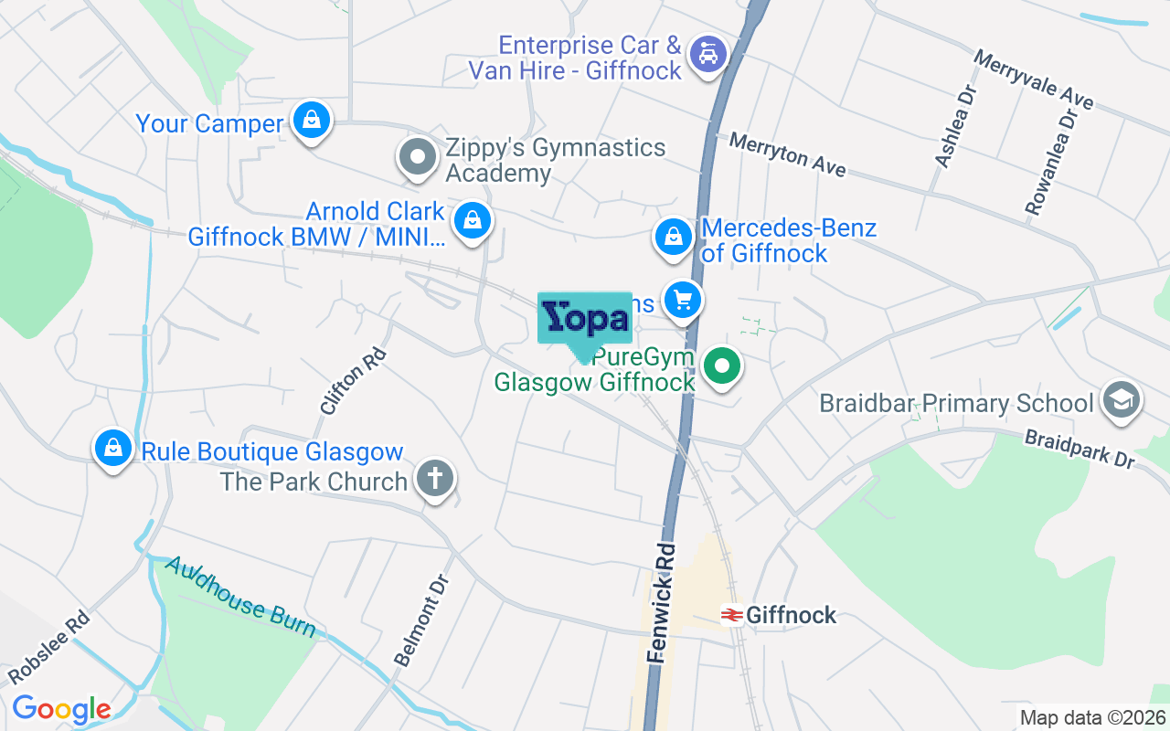 Map showing the location of G46 7EB