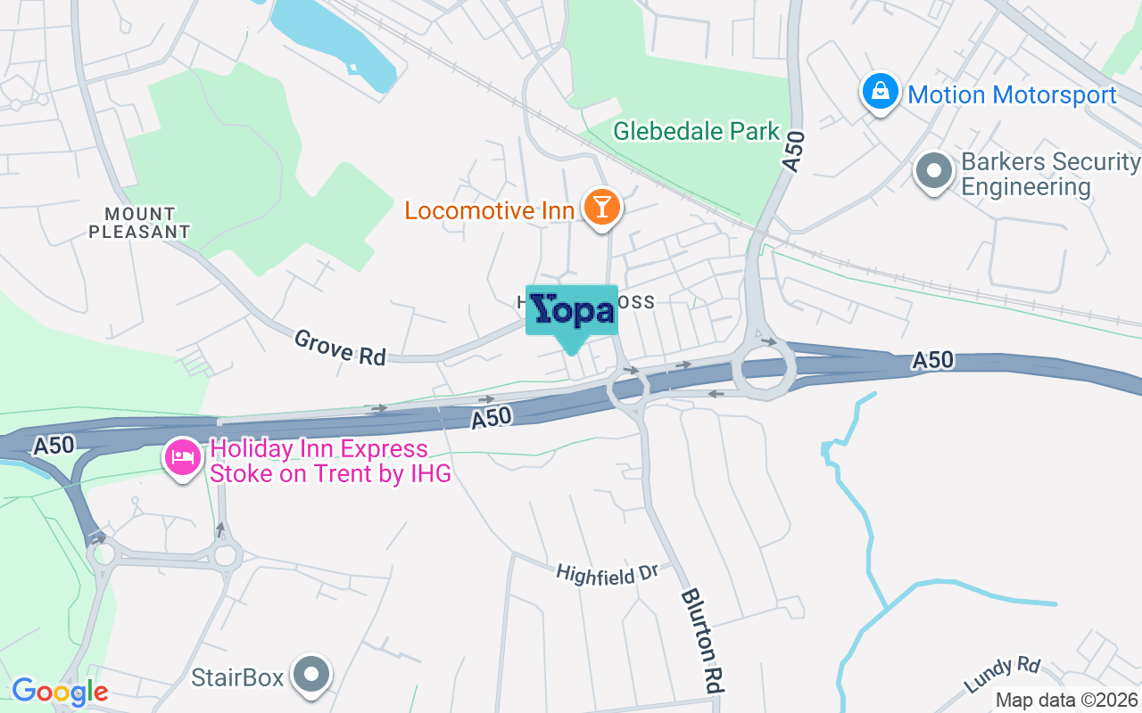 Map showing the location of ST4 3BD