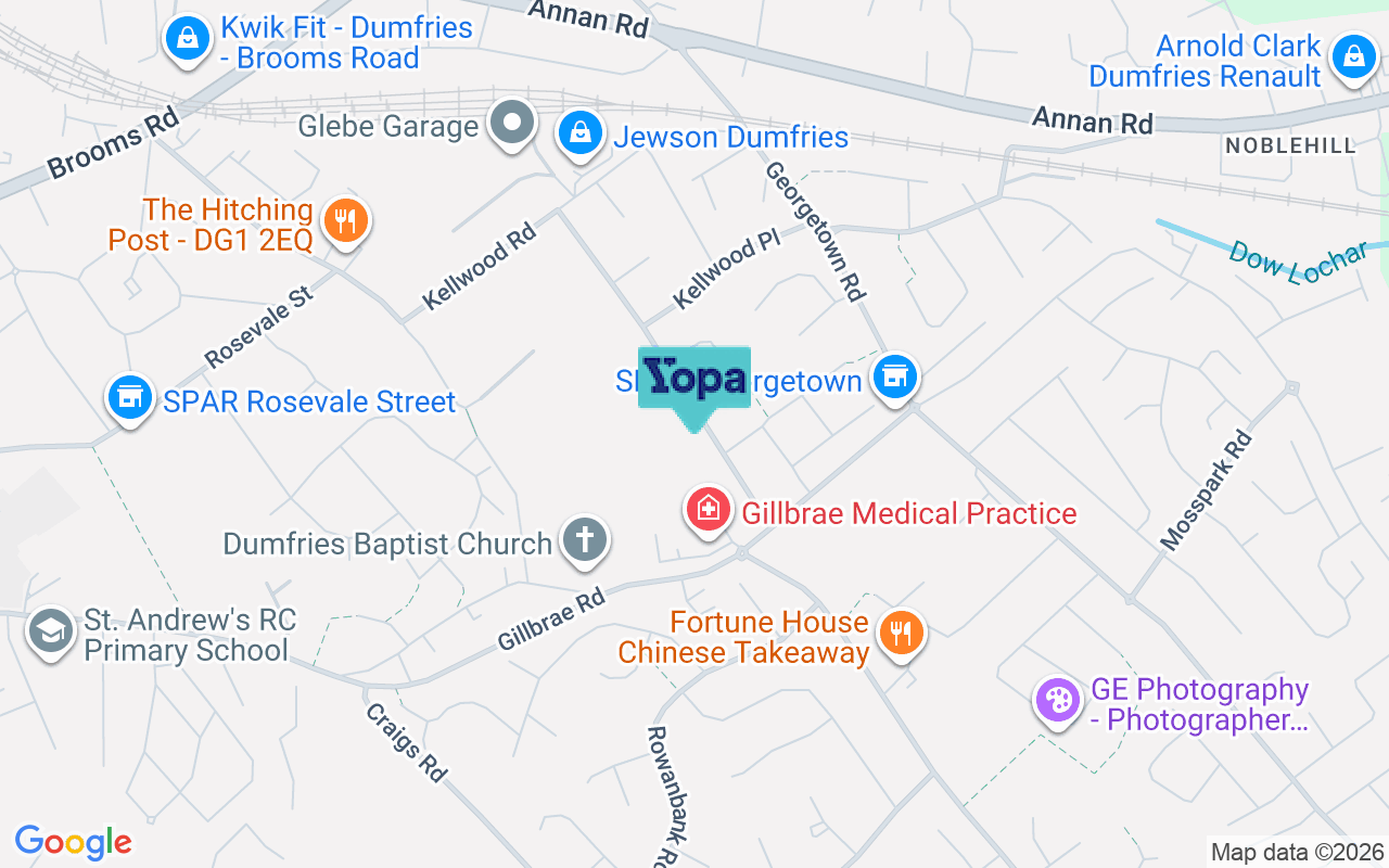 Map showing the location of DG1 4HN