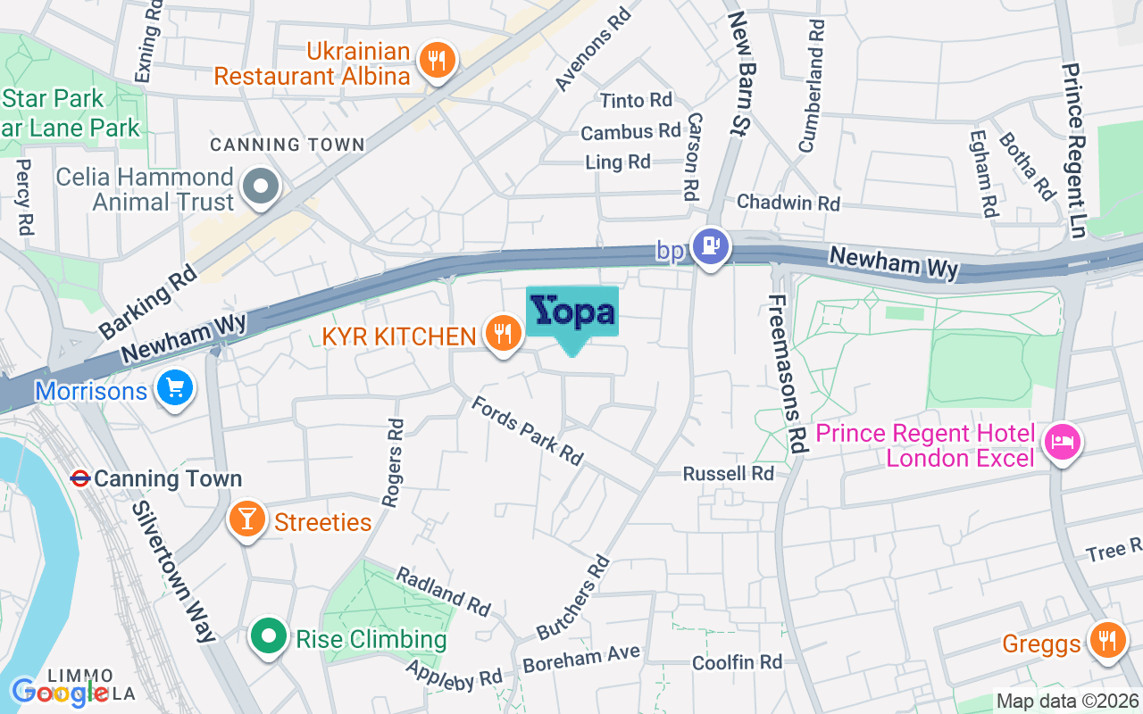 Map showing the location of E16 1GG