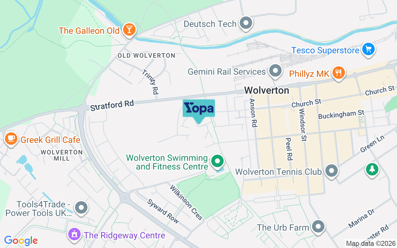Map showing the location of MK12 5FE