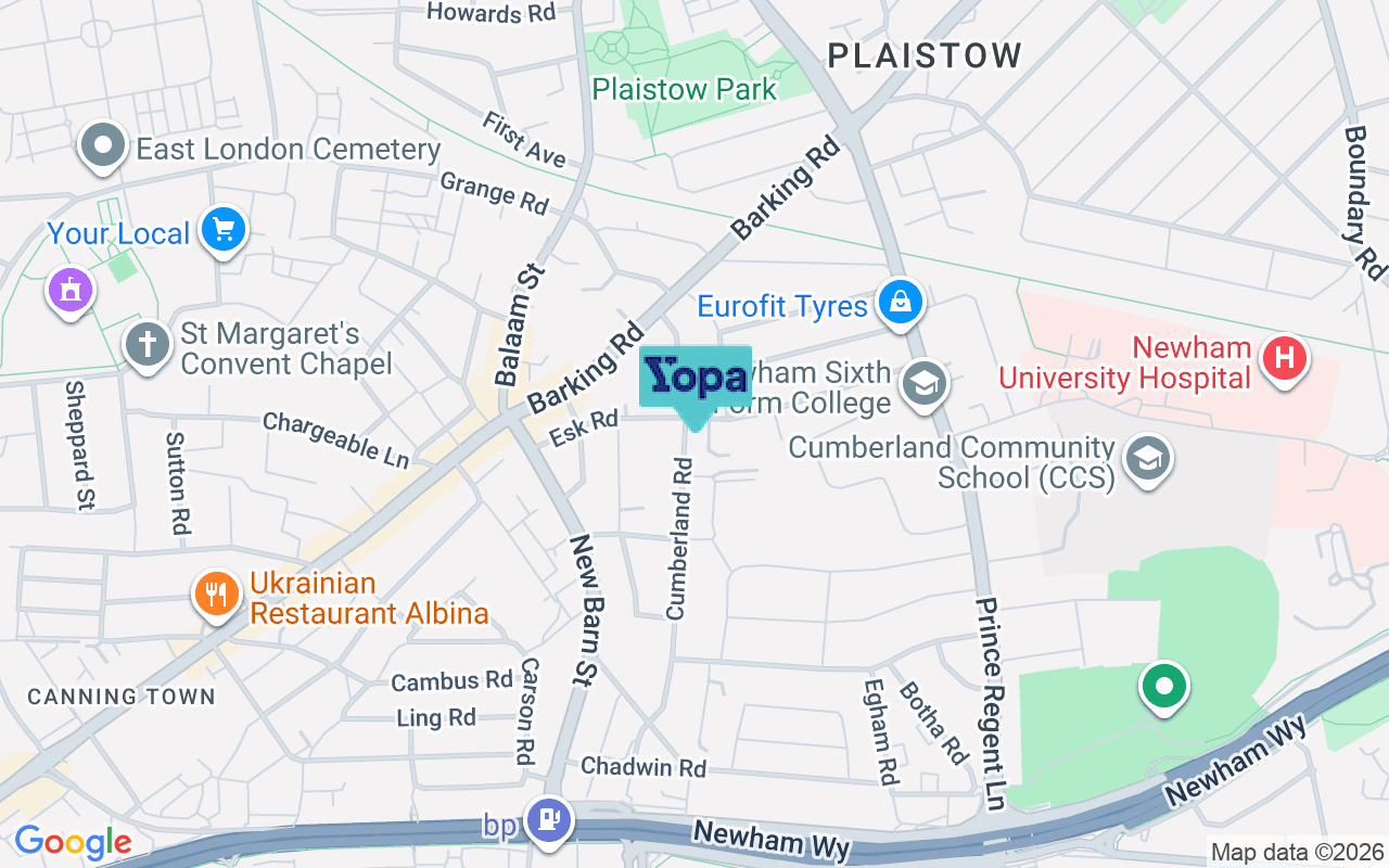 Map showing the location of E13 8LH