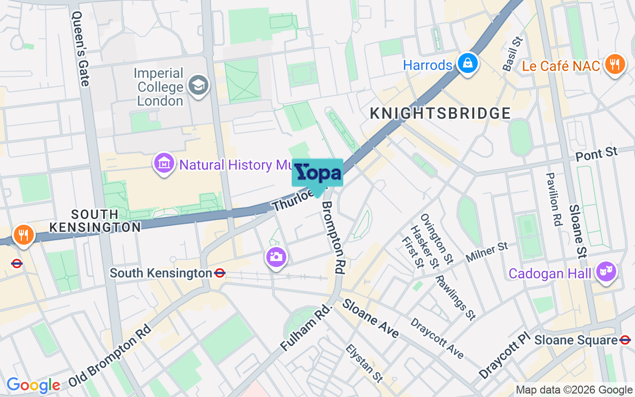 Map showing the location of SW7 2RU