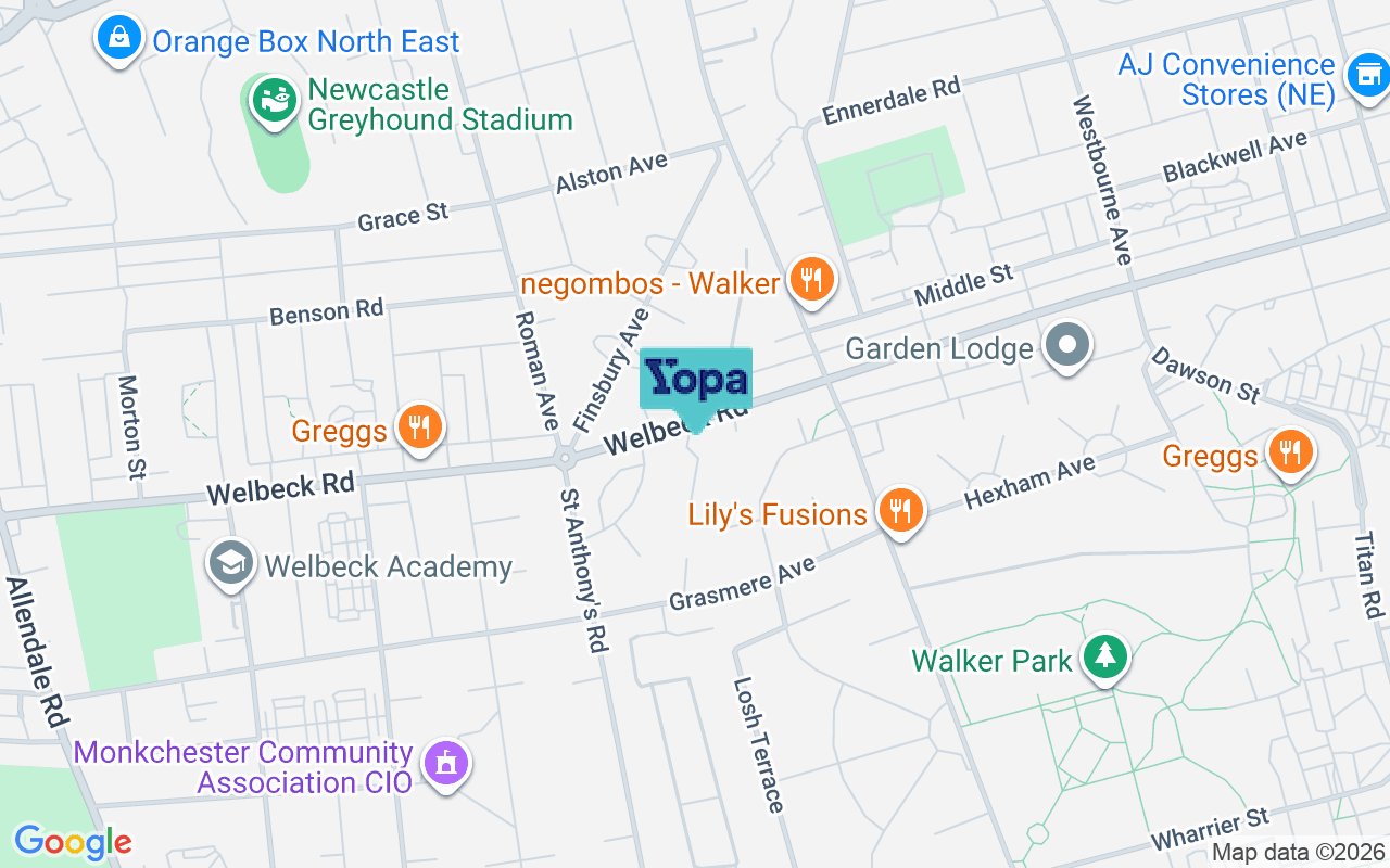 Map showing the location of NE6 2PA