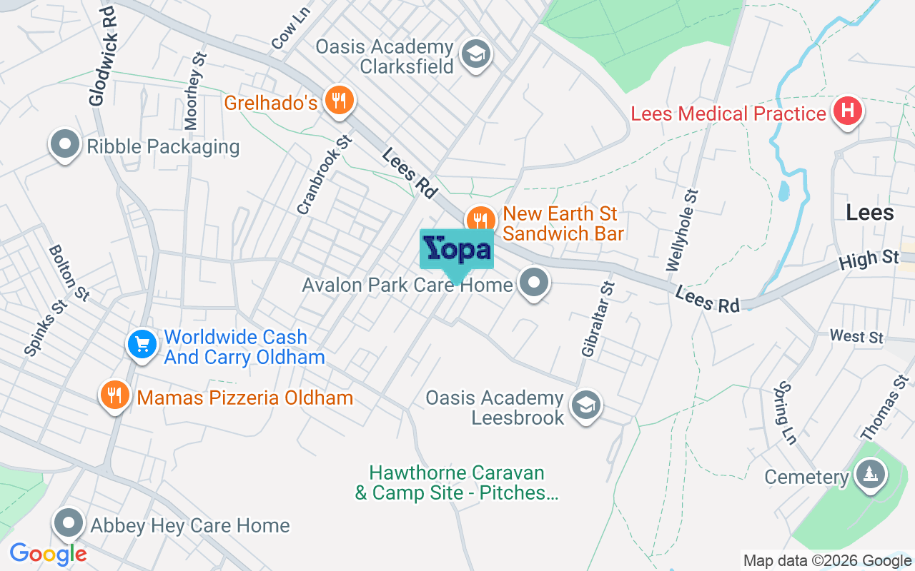 Map showing the location of OL4 5ES