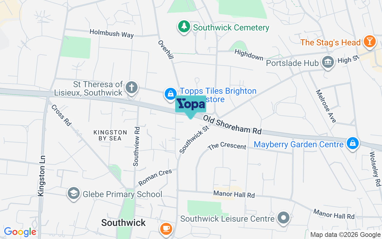 Map showing the location of BN42 4TR