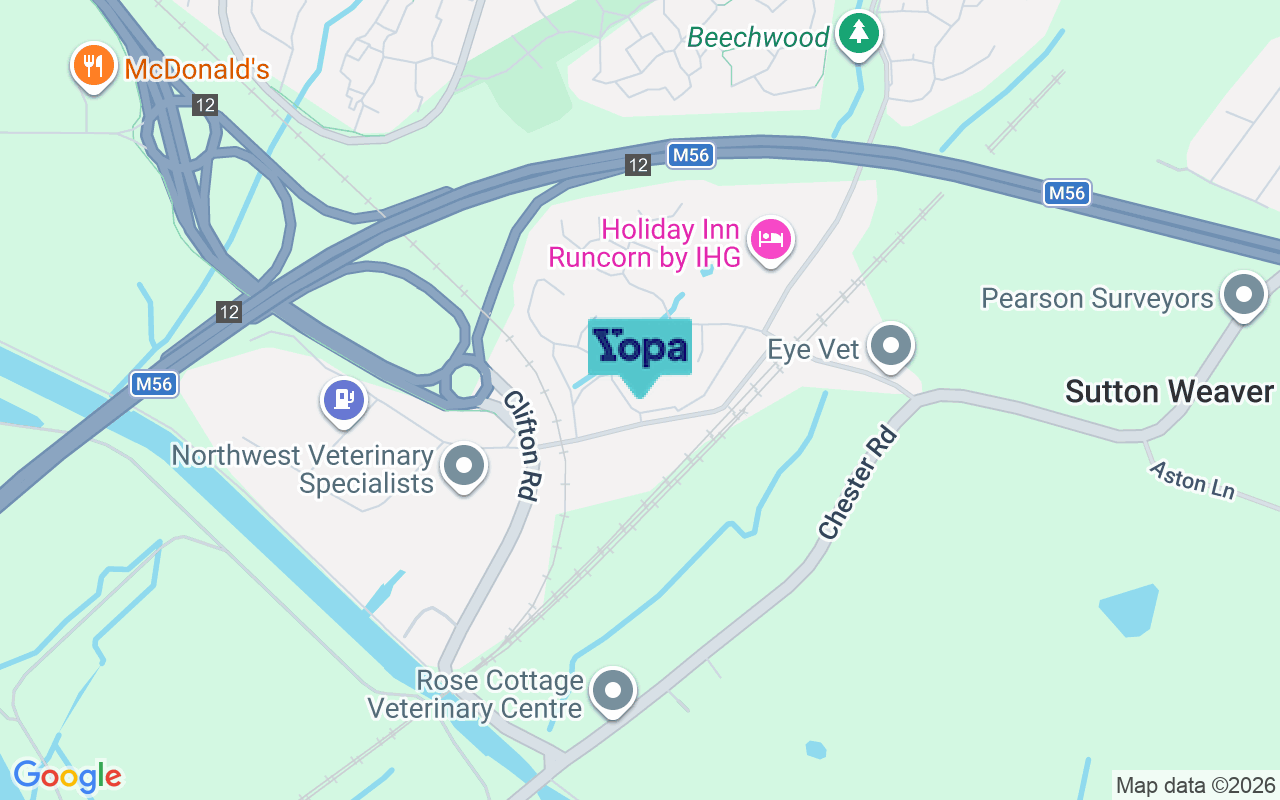 Map showing the location of WA7 3LG