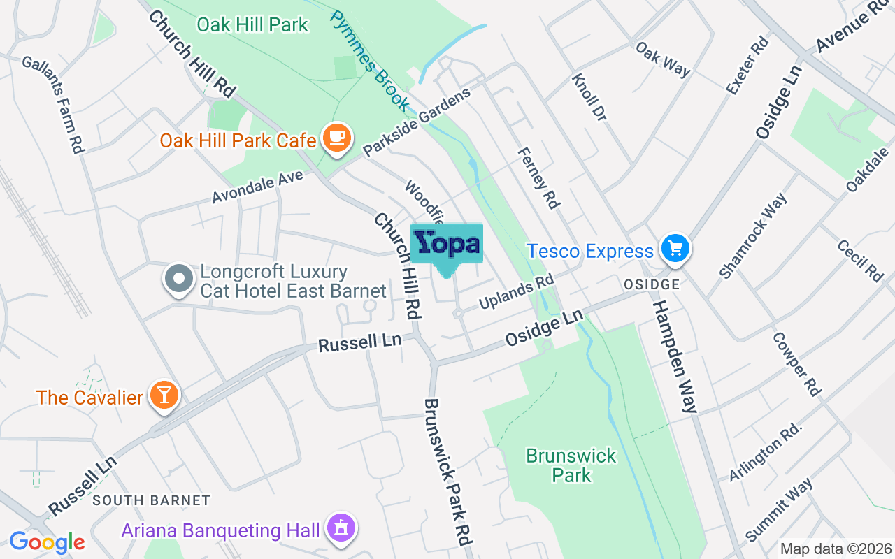 Map showing the location of EN4 8PB