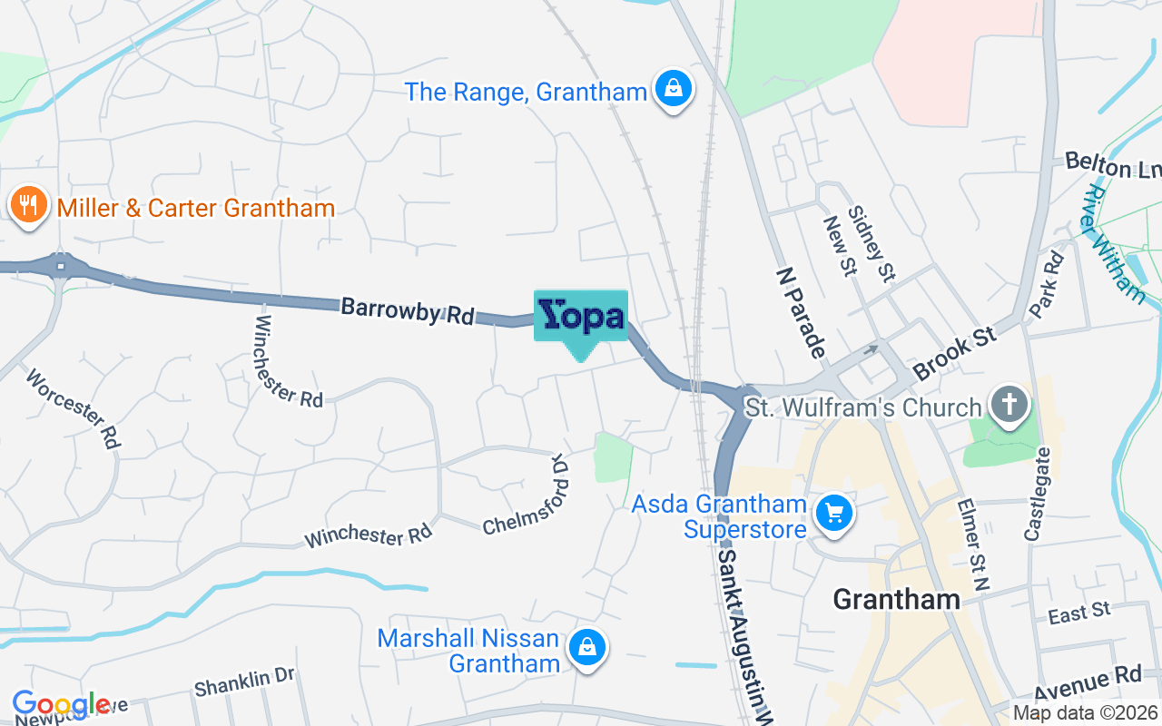 Map showing the location of NG31 8AG