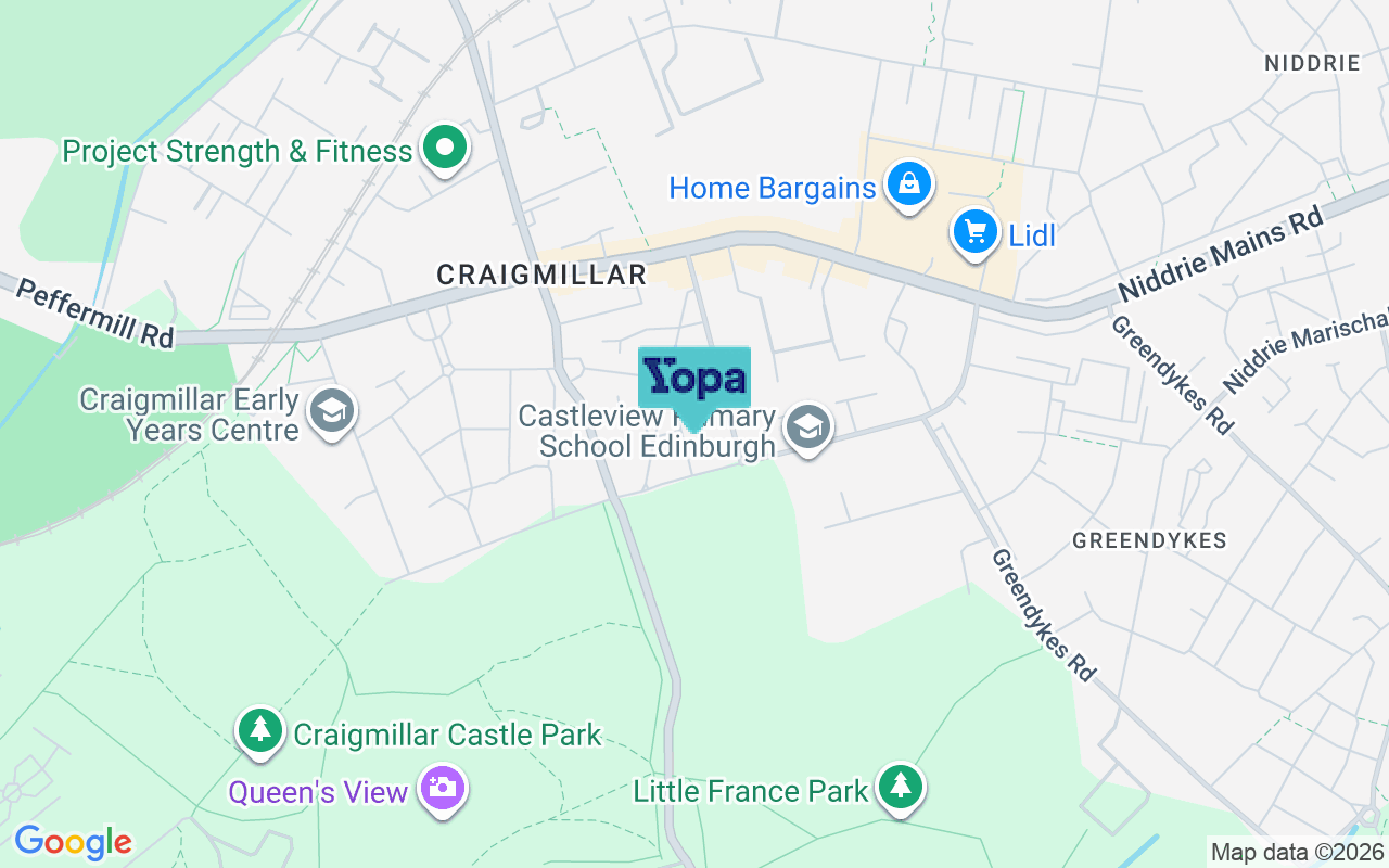 Map showing the location of EH16 4GA