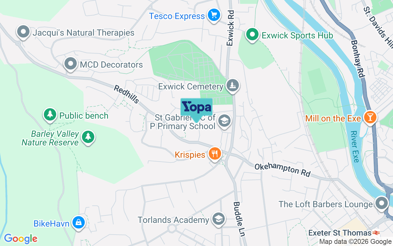 Map showing the location of EX4 1TS