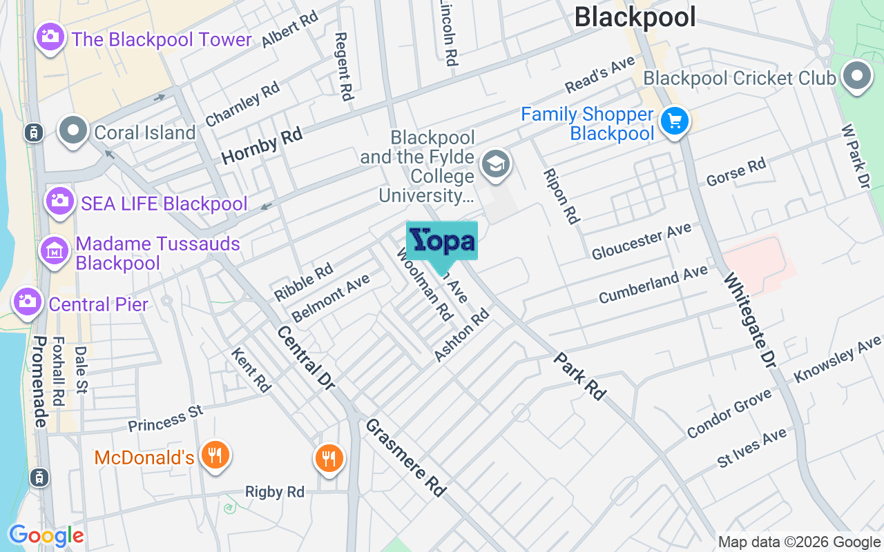 Map showing the location of FY1 4AE