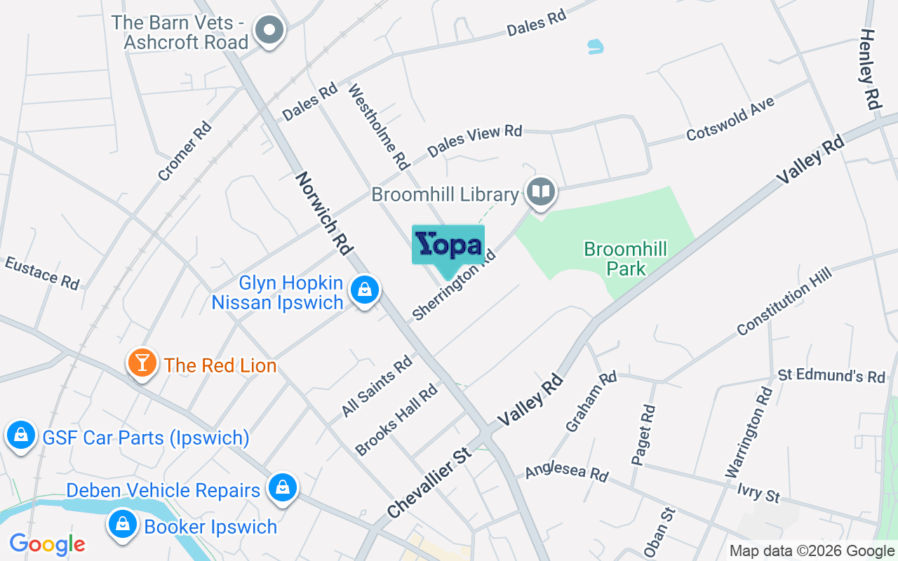 Map showing the location of IP1 4HU