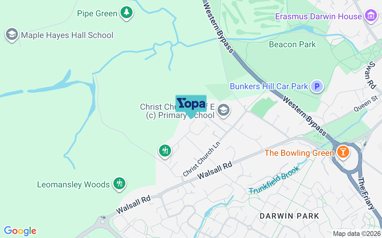 Map showing the location of WS13 8AU