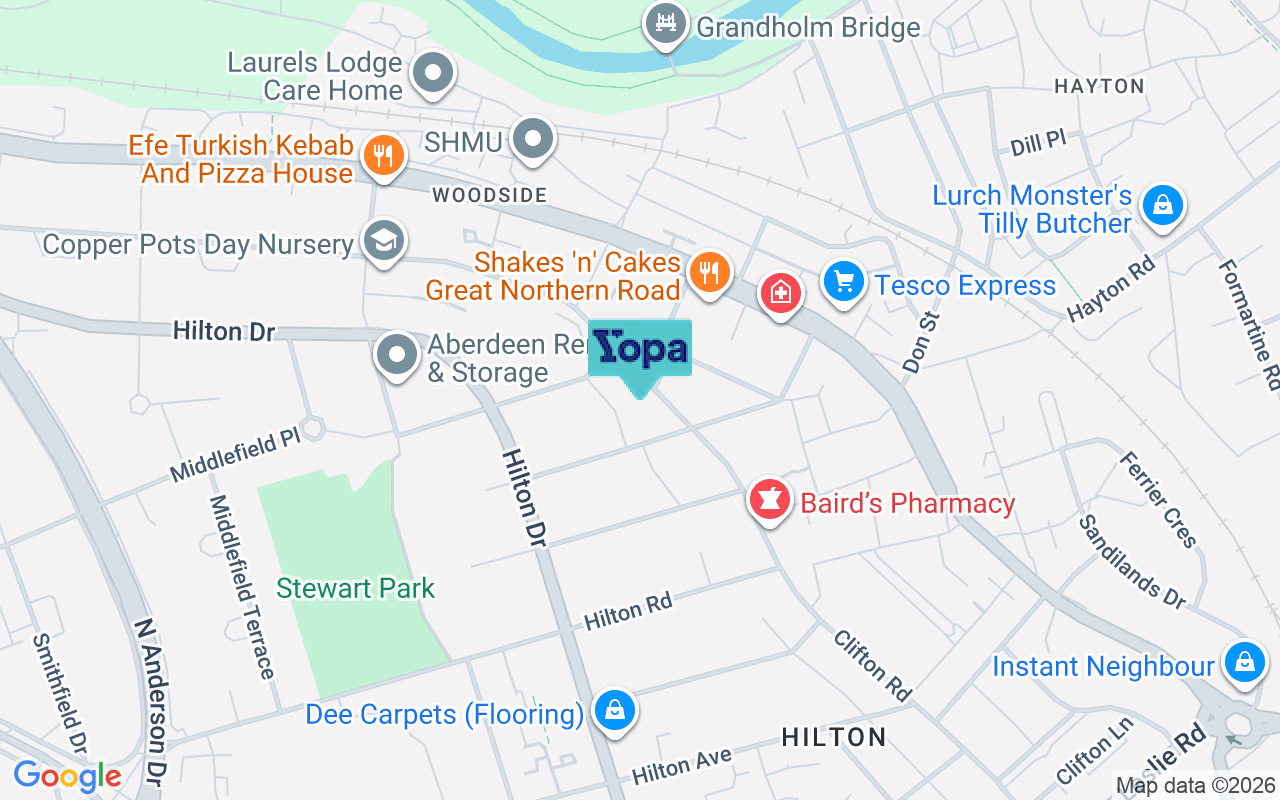 Map showing the location of AB24 4DT