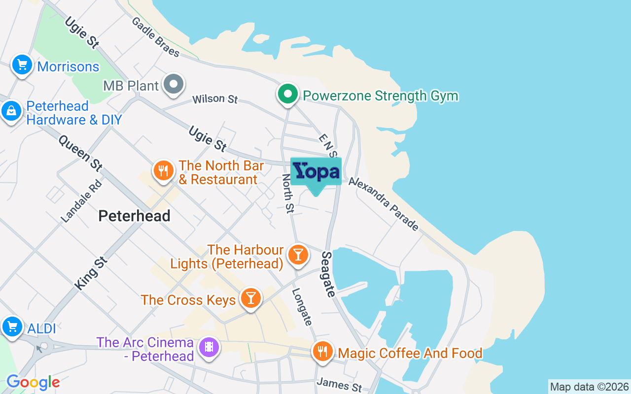 Map showing the location of AB42 1JT