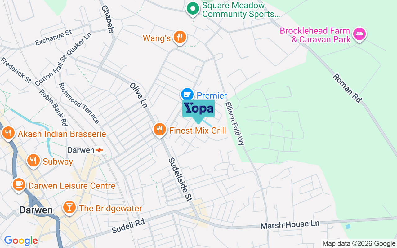 Map showing the location of BB3 3EU