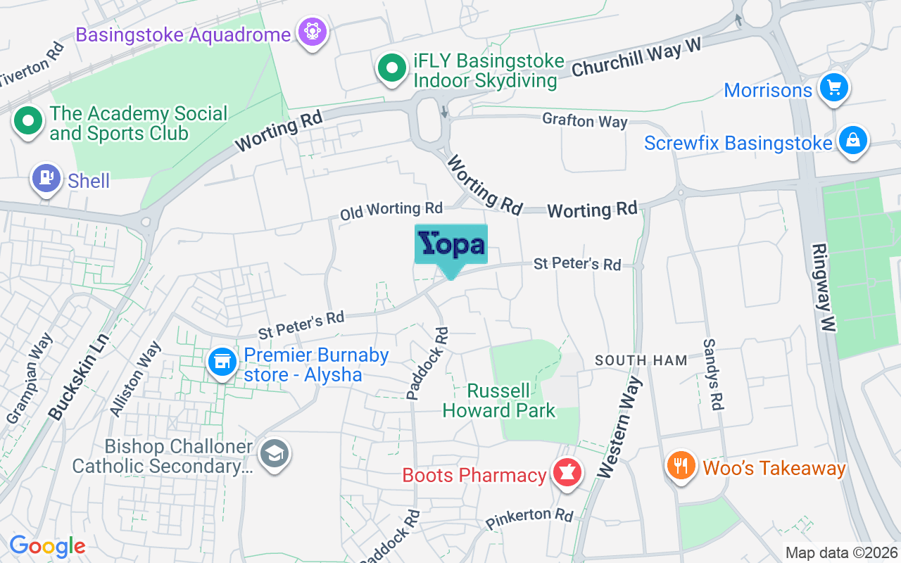 Map showing the location of RG22 6TF
