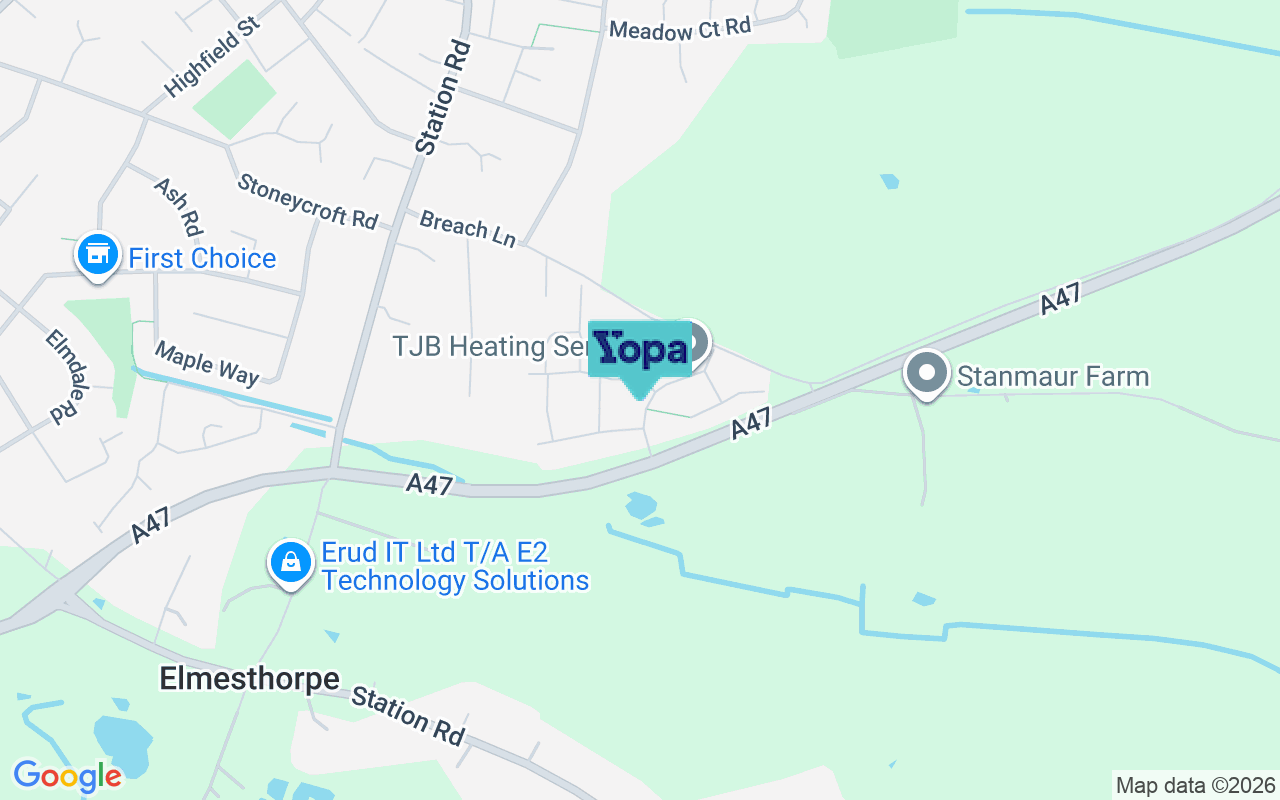 Map showing the location of LE9 7GS