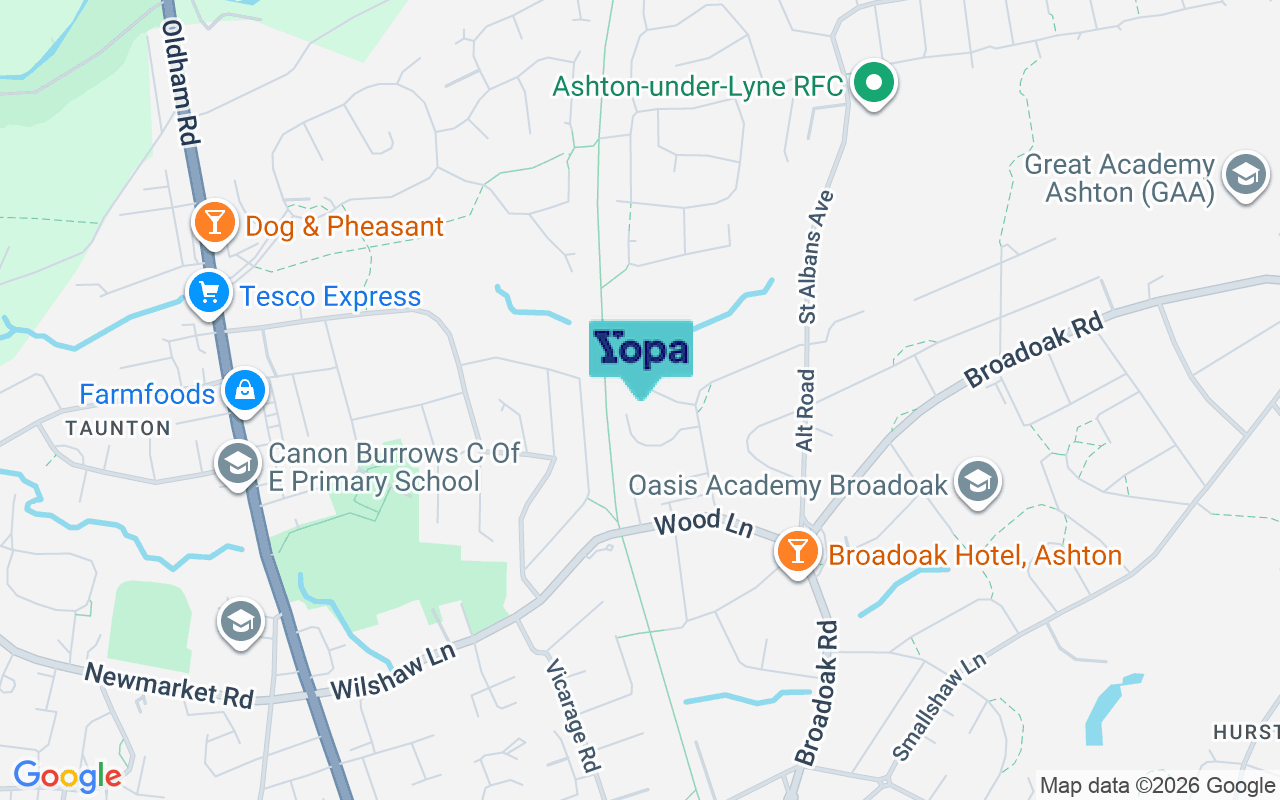 Map showing the location of OL6 8TN