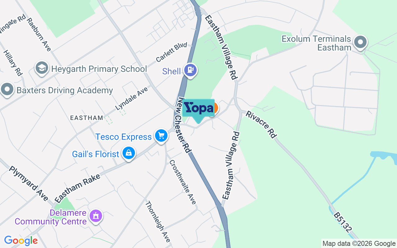 Map showing the location of CH62 0AG