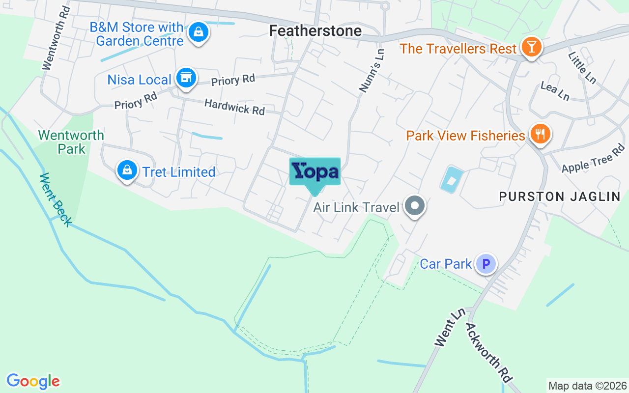 Map showing the location of WF7 5PE
