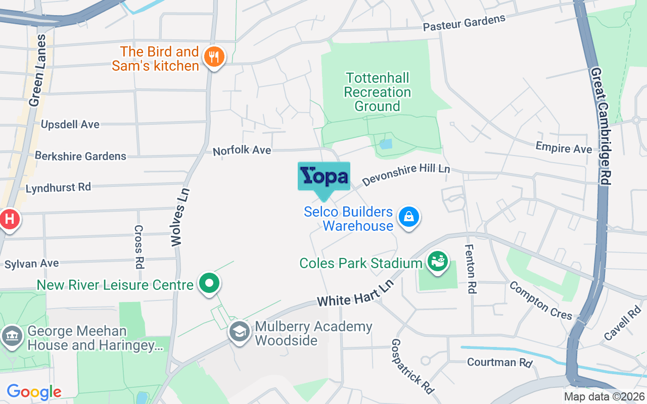 Map showing the location of N13 6AU