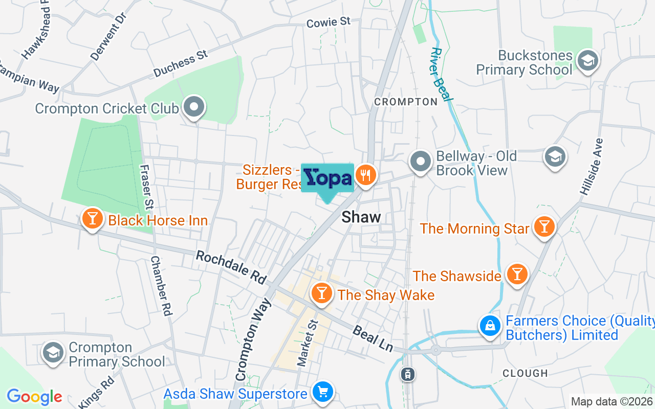 Map showing the location of OL2 7TF