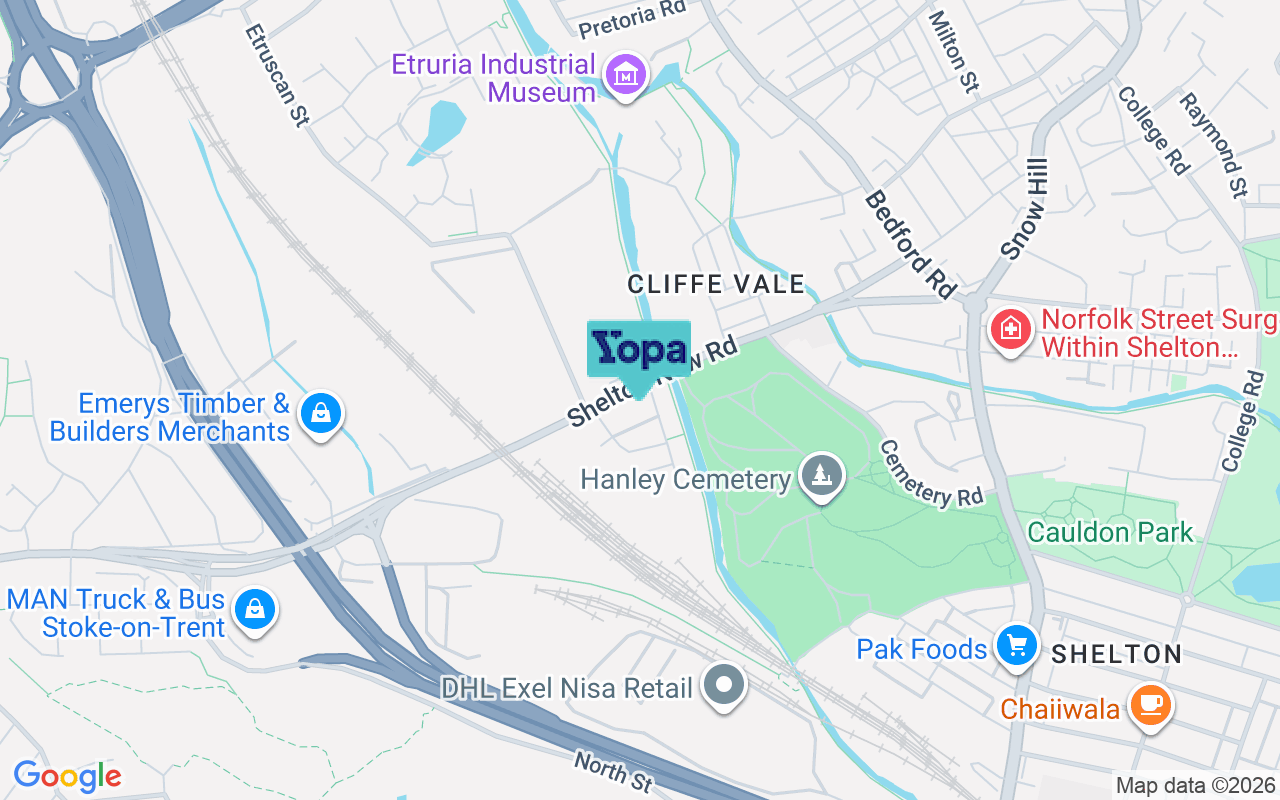 Map showing the location of ST4 7GG