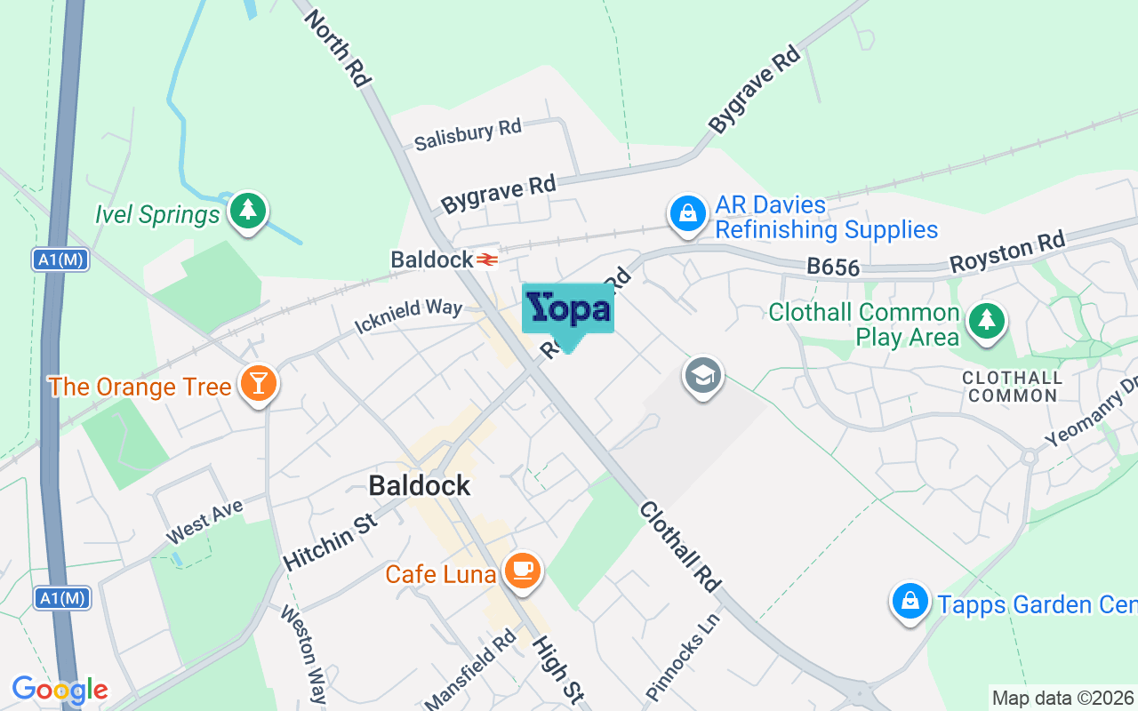 Map showing the location of SG7 6PF