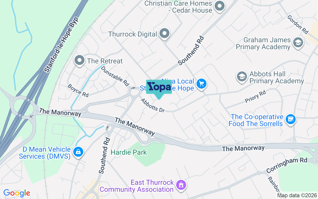 Map showing the location of SS17 7AU