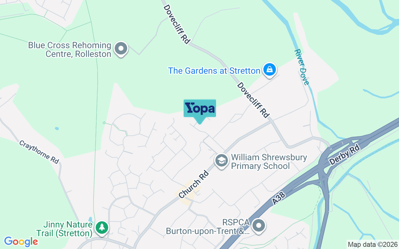 Map showing the location of DE13 0JJ