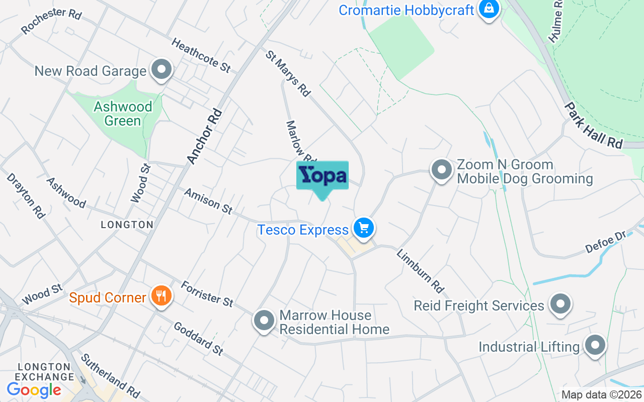 Map showing the location of ST3 1TG