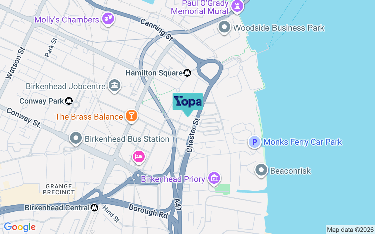 Map showing the location of CH41 5EB