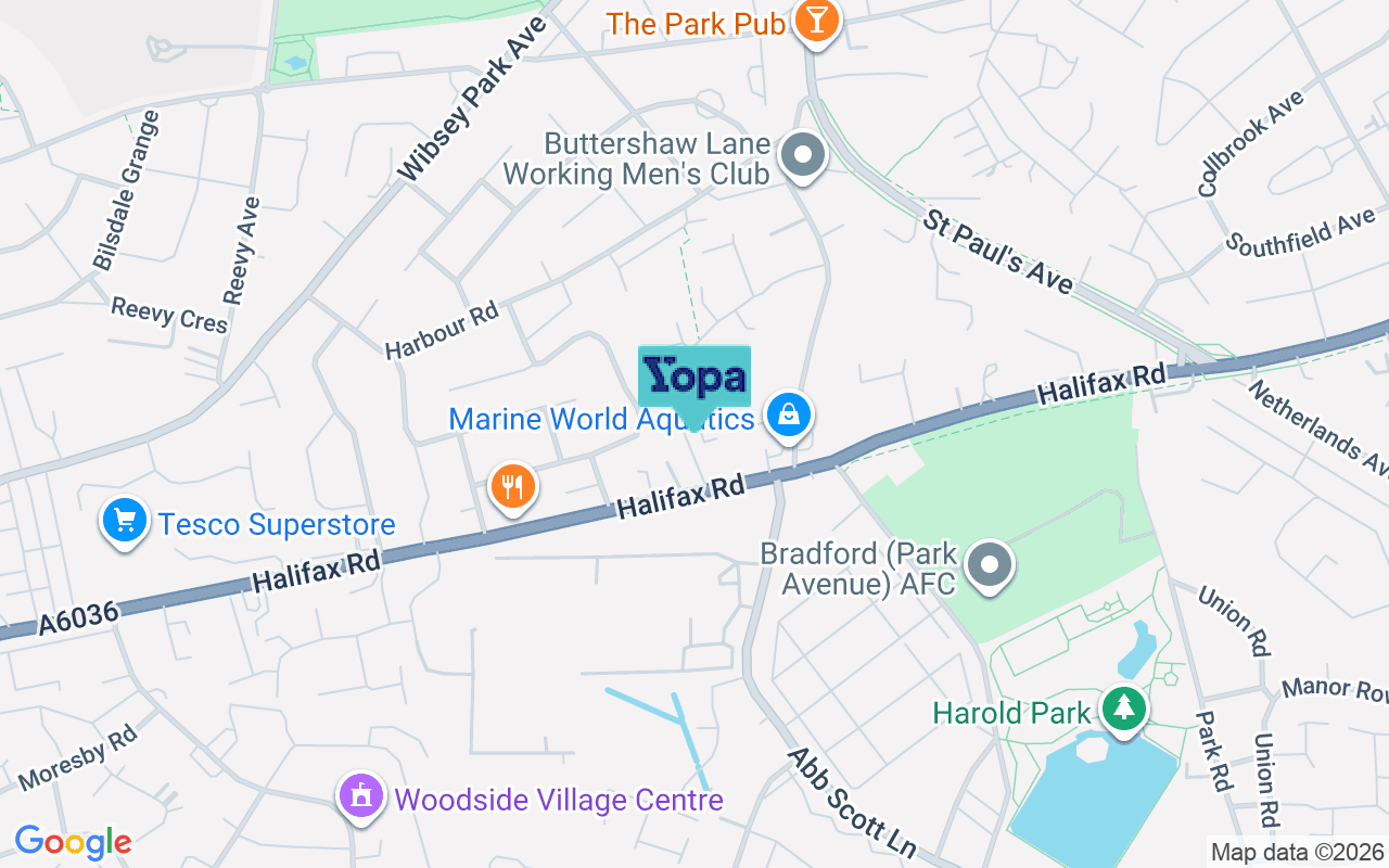 Map showing the location of BD6 2LD