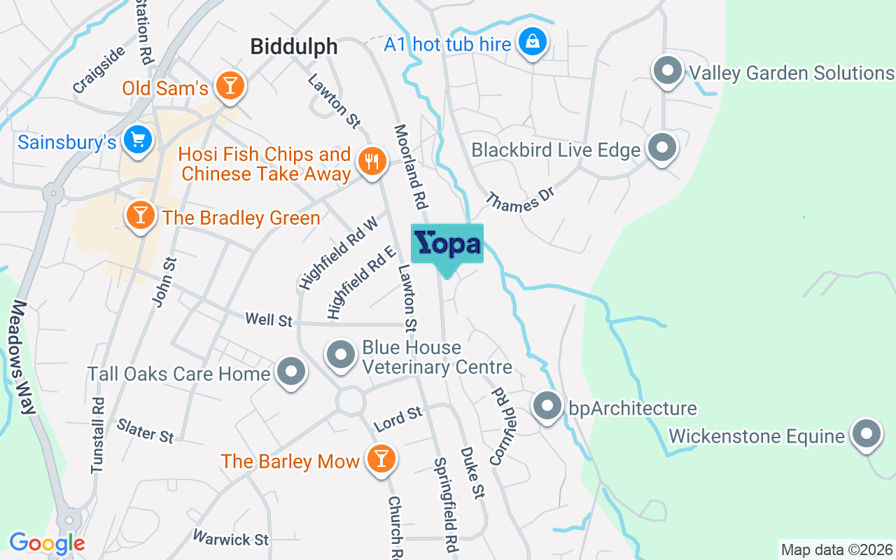 Map showing the location of ST8 6TN