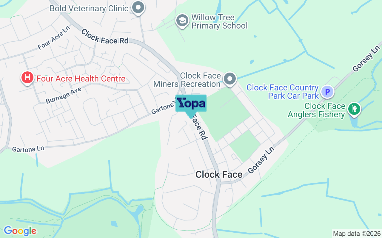 Map showing the location of WA9 4QS