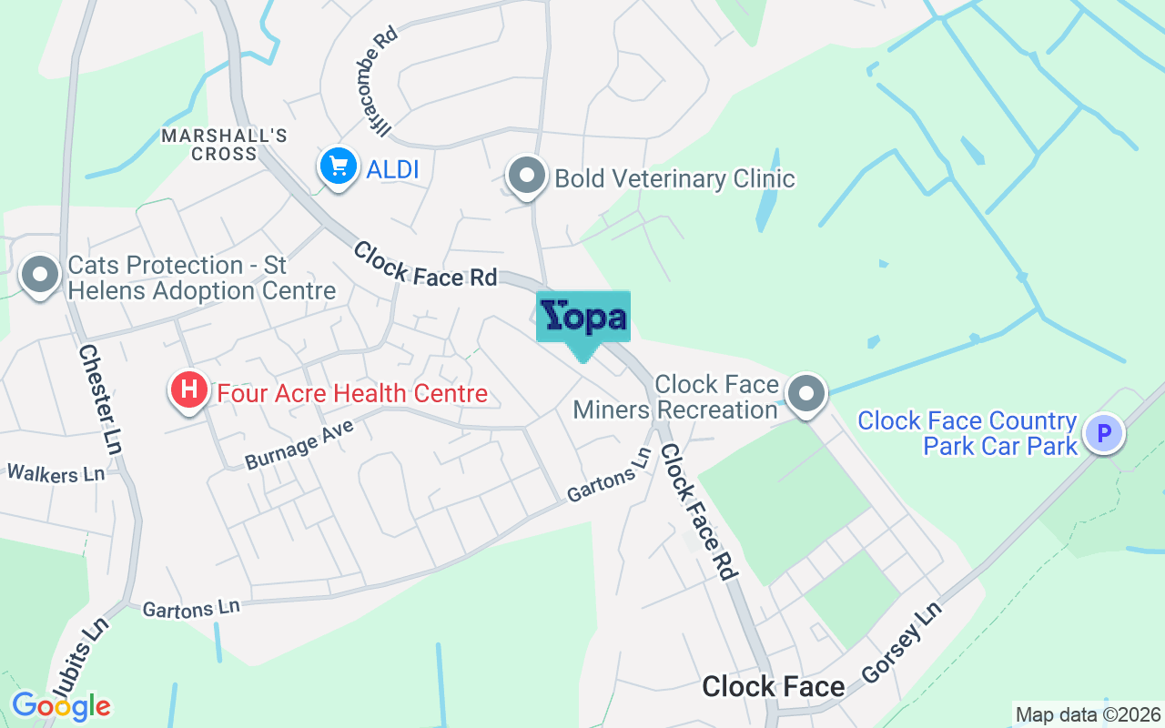 Map showing the location of WA9 4SA