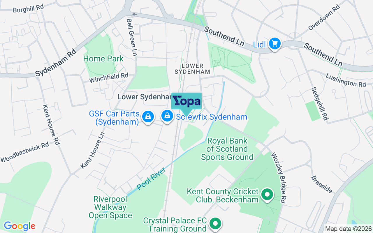Map showing the location of SE26 5FF