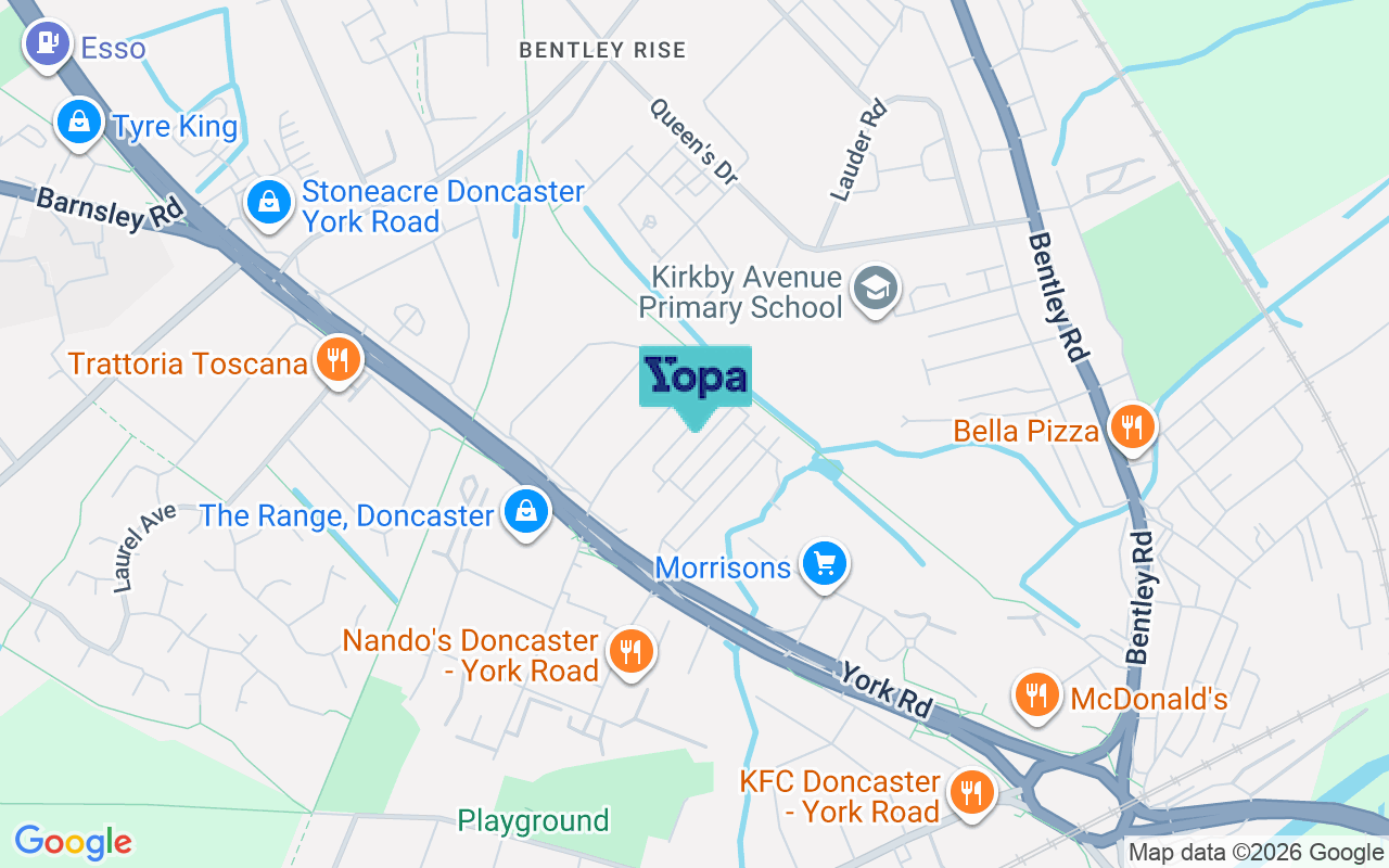 Map showing the location of DN5 9BB