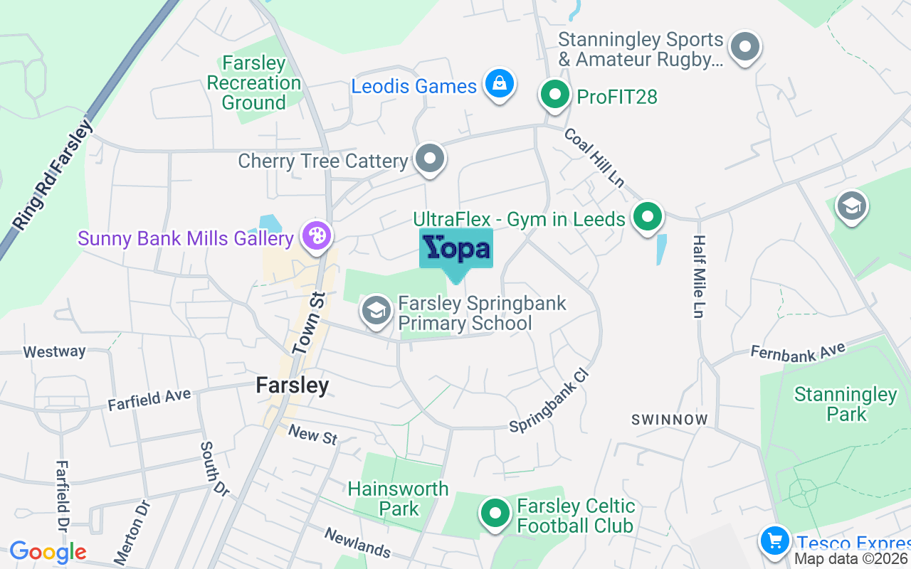 Map showing the location of LS28 5LR