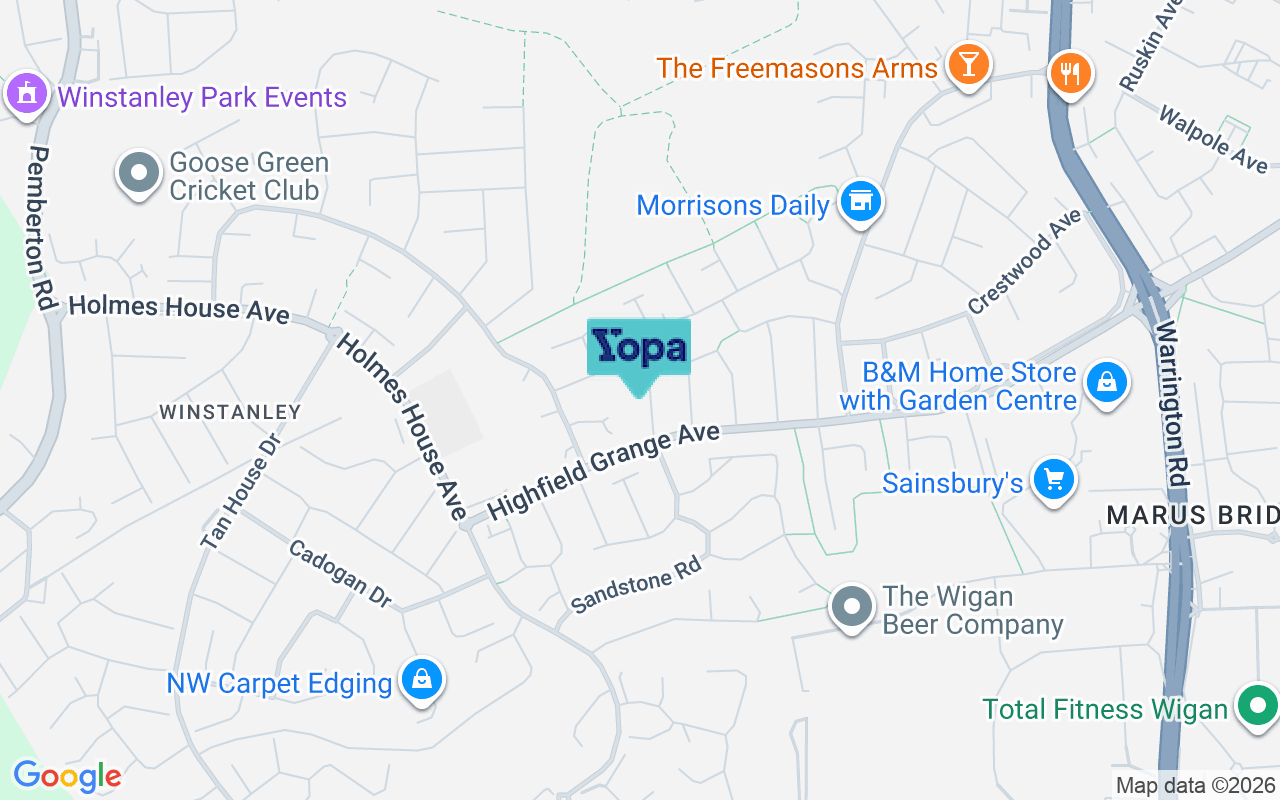 Map showing the location of WN3 6TG