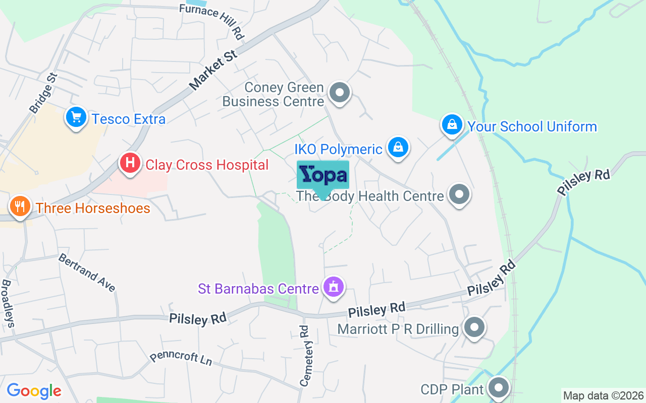 Map showing the location of S45 9FB