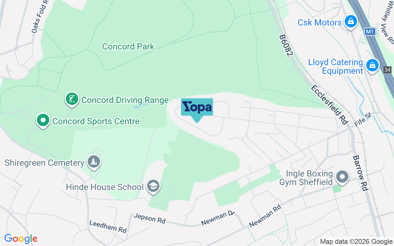 Map showing the location of S9 1PP
