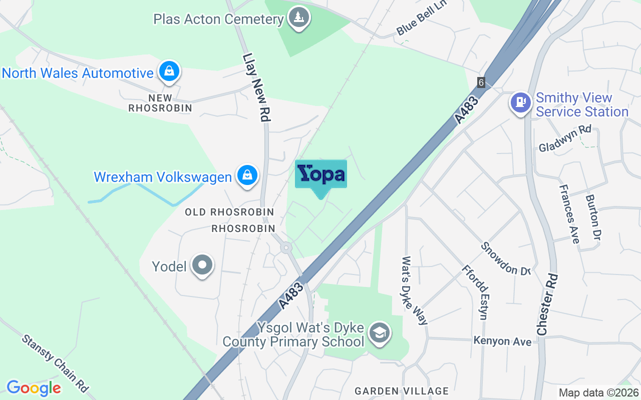 Map showing the location of LL11 2DT