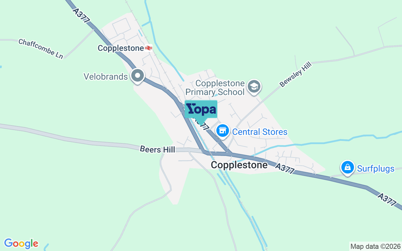 Map showing the location of EX17 5NG